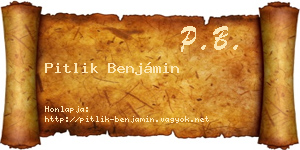 Pitlik Benjámin névjegykártya